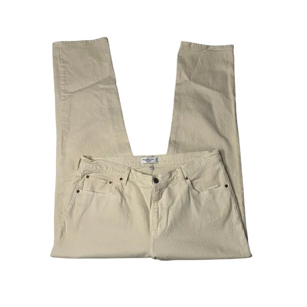 Abercrombie Curve Love 90s Straight Cream Ivory Jeans 32 14R - Image 3