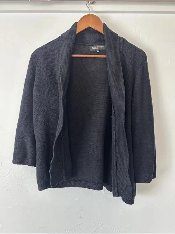 Jones New York Black Shawl-Collar Single Button Cardigan - Image 6