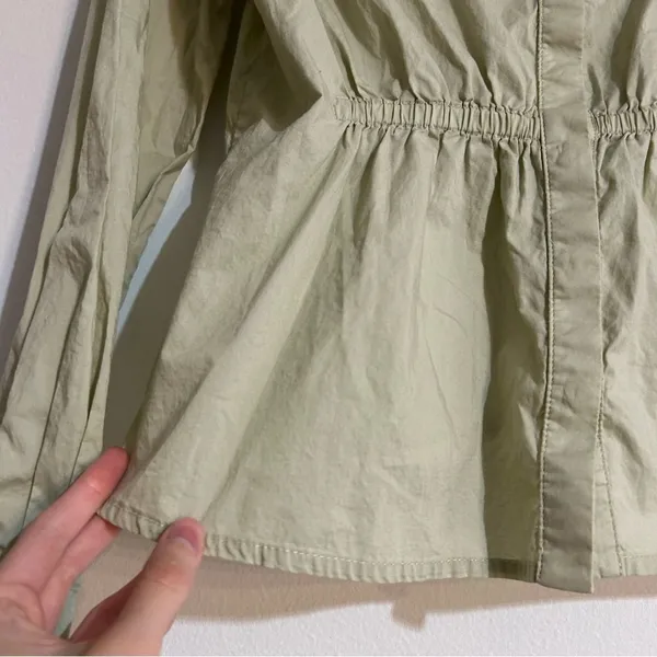 Anthropologie Harshman Puff Sleeve Babydoll Blouse Moss Green Size Small - Image 5