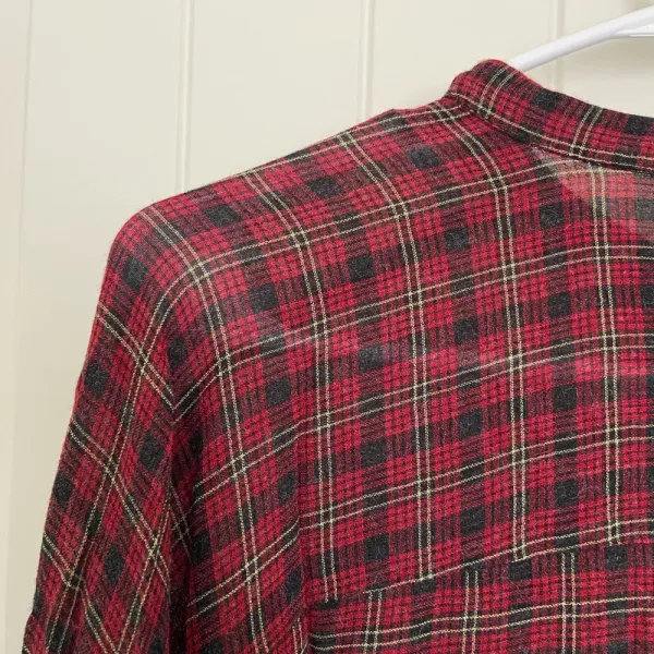 EUC | ZARA women’s red‎ plaid long sleeve blouse — medium - Image 6