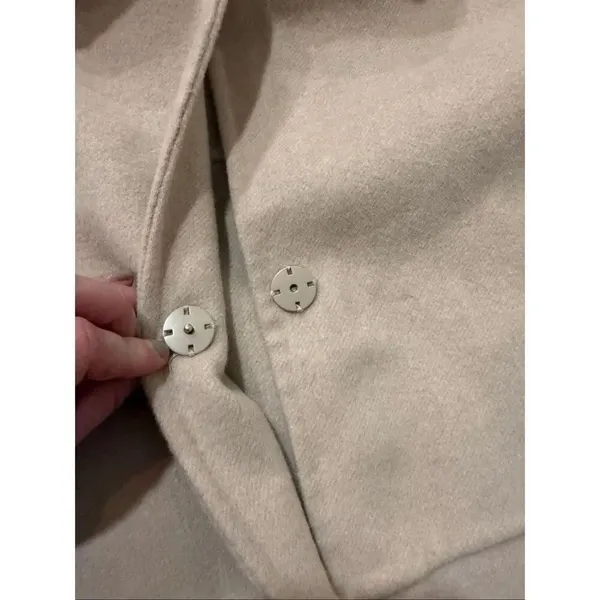 Collared beige wool blend lady jacket peacoat size small - Image 6