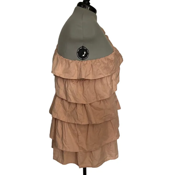 One Shoulder Ruffle Boho Festival Dress Sz14 Neutral Cottagecore Boohoo Y2K New - Image 6