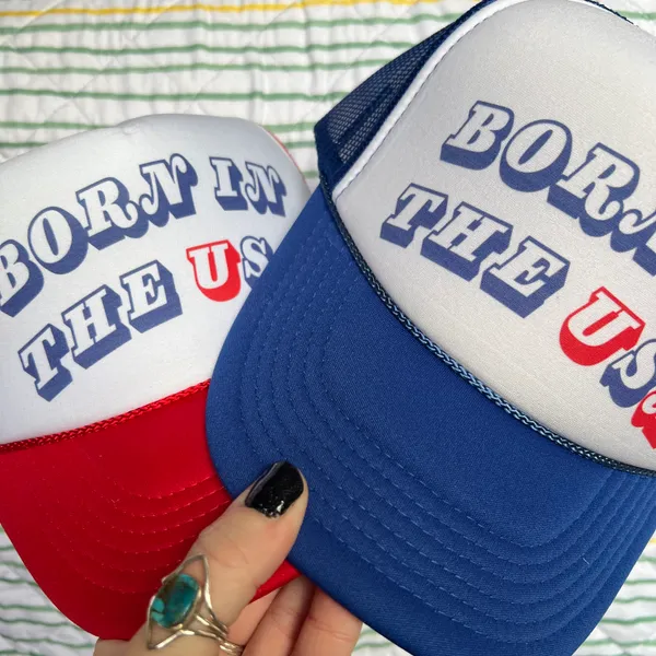 Born In The USA Trucker Hat Red - Image 4