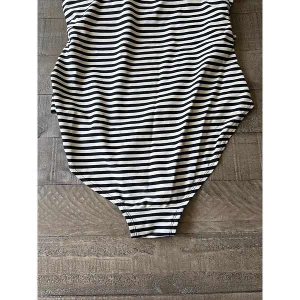MERONA‎ Black White Striped One Piece Swimsuit Adjustable Straps Size Large - Image 6