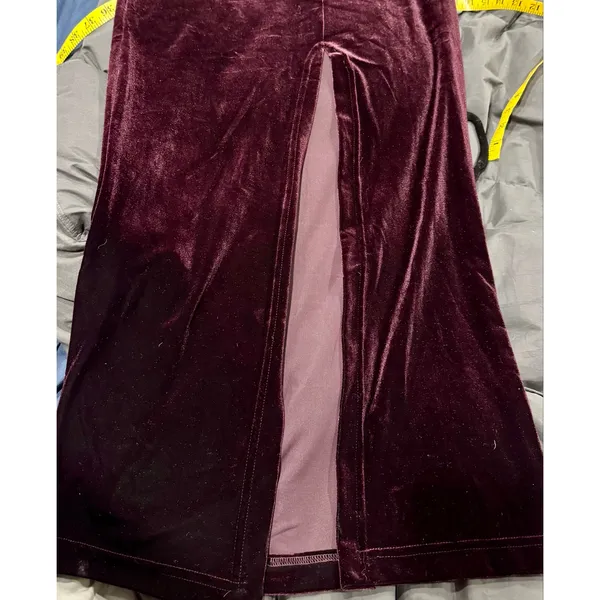 Blondie Nites Vintage 90s Purple Velvet Mesh Cutout Maxi Dress Whimsigoth Goth - Image 5