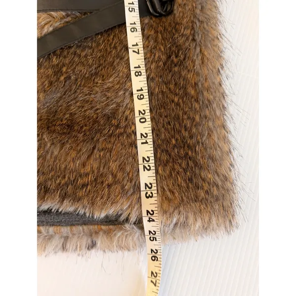 Dolan Faux Fur Vest Women Small Brown Tan Belted Sleeveless Mob wife Boho‎ - Image 8