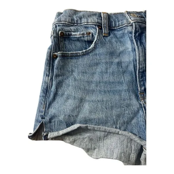 Abercrombie & Fitch The Mom Shorts High Rise Blue Denim Size 27/4 Cotton Slit - Image 3