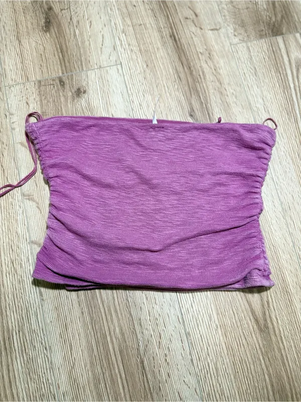 Free People Boulevard Ruched Tube Top Mauve Purple Strapless Cropped Size M - Image 2