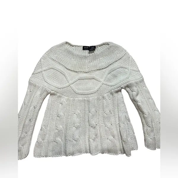 Nicole Miller Ivory Chunky Knit Sweater Cozy Y2K Winter Vibes ❄️cozy girl‎ Sz XS - Image 6