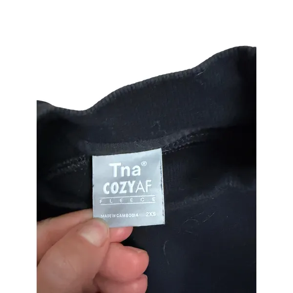 Tna Aritzia CozyAF‎ Fleece Cropped Crewneck Sweatshirt Black Womens Size 2XS - Image 3
