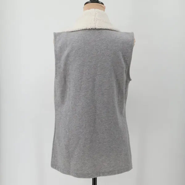 Tommy Hilfiger Sherpa Vest Womens Size S Gray Pockets Open Cozy Layering Preppy - Image 2