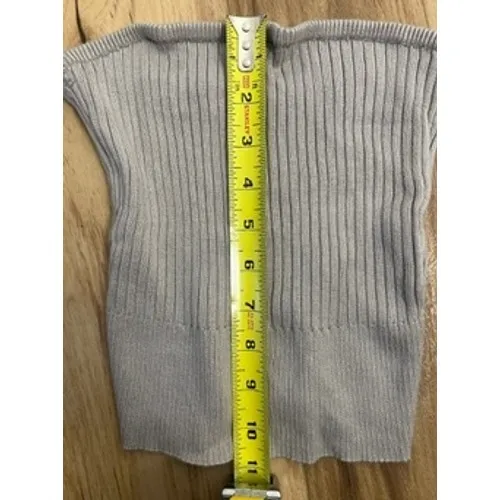 Abercrombie & Fitch Wm Sm Ribbed Knit Tube Top Grey Beige Bandeau Y2K 00s Preppy - Image 4