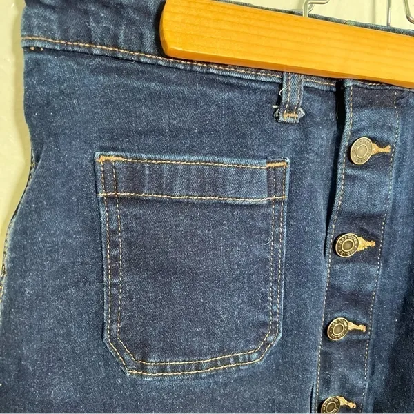 Gap Women's‎ Size 12/31 Button Front Denim Mini Skirt Dark Wash Square Pockets - Image 5
