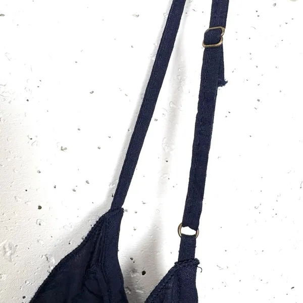 Anthropologie Malika Embroidered Dress Low Scoop Back Ruffle Hem Navy Blue XS - Image 16
