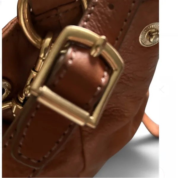 J.Crew Brown Leather Turnlock Double Handles Satchel Shoulder Bag - Image 8