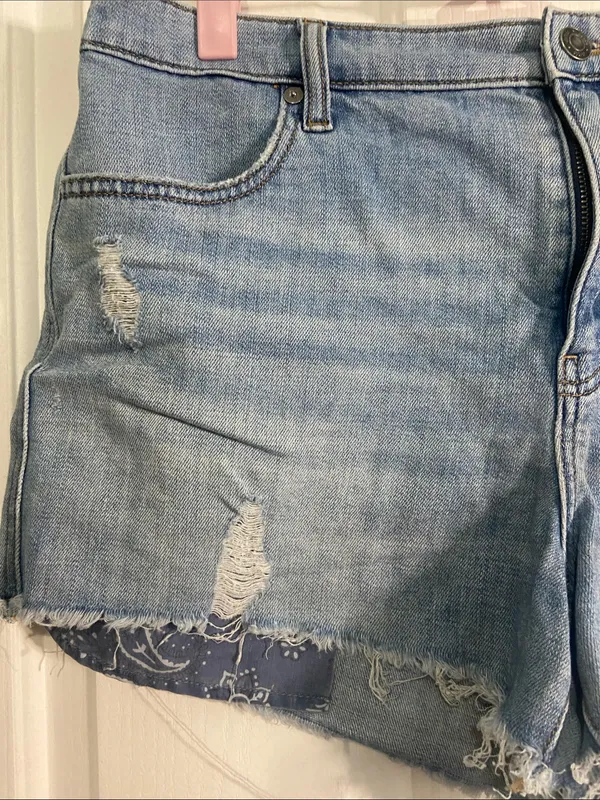 aerie Light Blue Distressed Denim Jean Shorts - Image 4