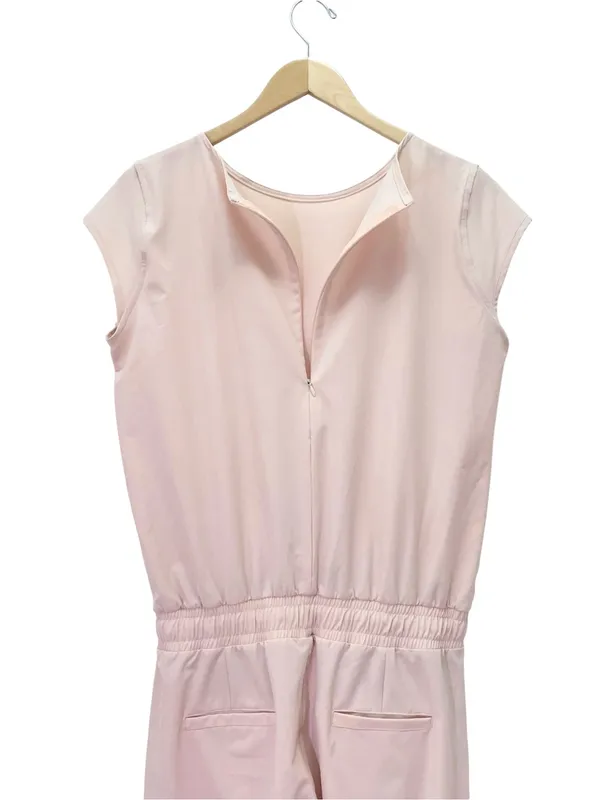Albion Fit Jetsetter Jumpsuit Sz Medium Blush Pink Cap Sleeve Tapered Athleisure - Image 5