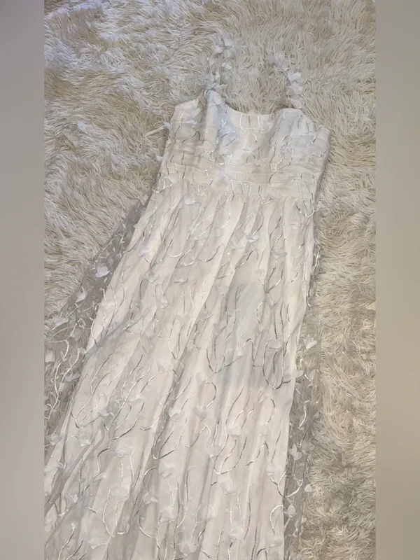 NEW Dessy Collection 3D Floral Embroidered Ivory Gown sz 14 - Image 6