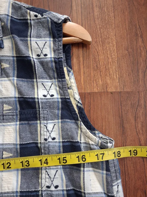 Christopher & Banks Women Navy Plaid Sleeveless Golf Novelty Button-Front Top M - Image 5