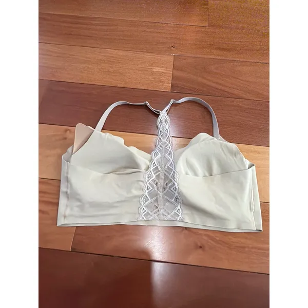Calvin Klein‎ Bralette Womens Beige Lace Racerback Seamless Wireless L - Image 2