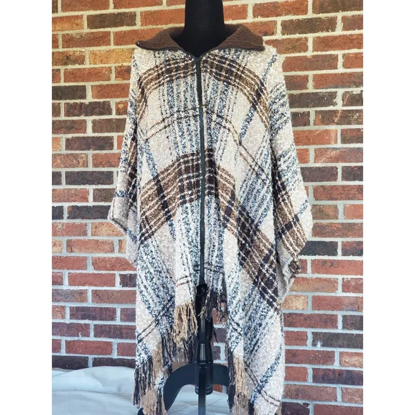 Marc New York Andrew Marc Poncho Sweater Brown & Tan New Without Tags - Image 3