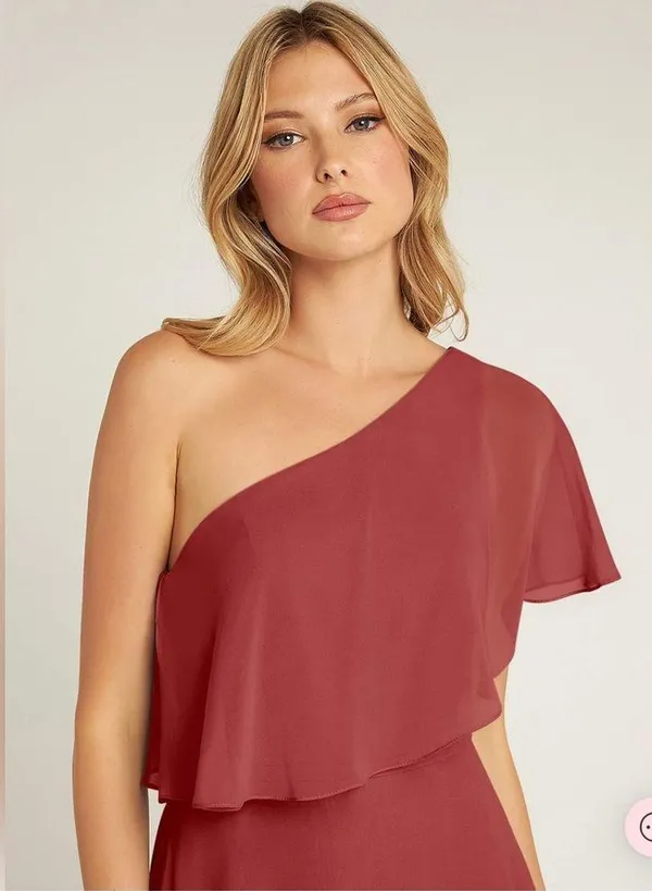 Azazie Lizzy A-line One Shoulder Bridesmaids Maxi Dress - Image 4
