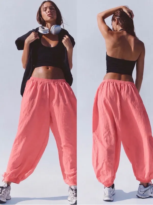 NWT! FP Movement by Free People Coral Wide-Leg Elastic-Waist Track Balloon Pants - Image 2