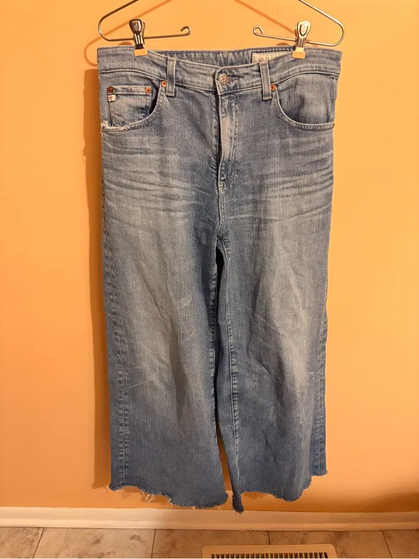 AG Adriano Goldschmeid Saige High Rise Wide Leg Raw Hem Jeans - Image 3