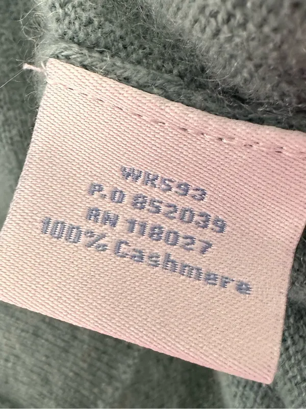 Boden 100% Cashmere Cropped Cardigan Pleated Neck Sage Green Size US 4 - Image 10
