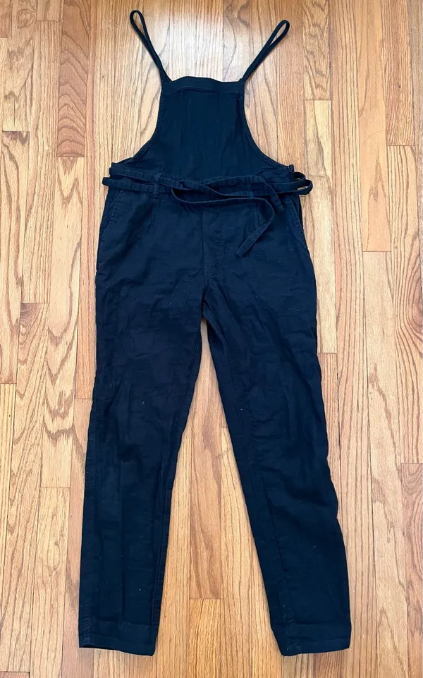 Abercrombie and Fitch Black Linen Overalls Jumpsuit - Image 2