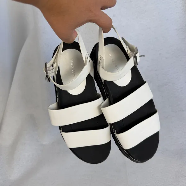 Madden‎ Girl Doral White Black Chunky Platform Strappy Sandals Women US 8.5 - Image 8