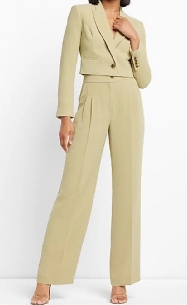 Khaki Express cropped blazer co-ord set (altered for petite height) - Image 3