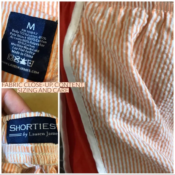 Shorties By Lauren James Orange Stripe Retro Gym Shorts (M) - Image 5