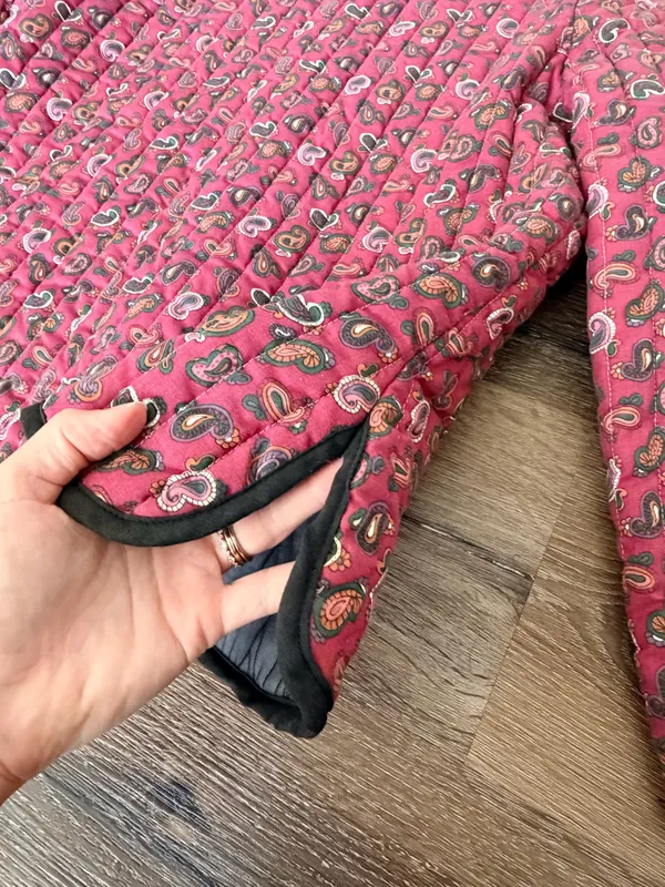 Vintage Pink Paisley Quilted Coat - Image 6
