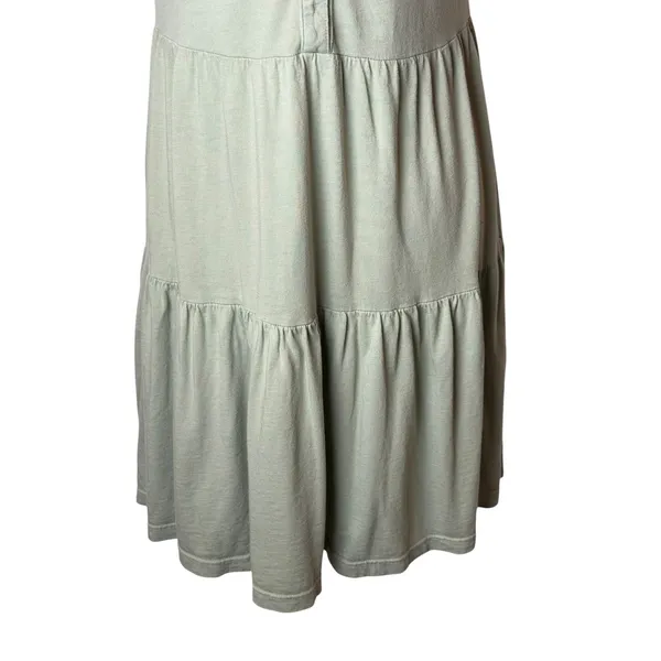 Monrow Tiered Henley Dress Women Small Sage Green Supima‎ Cotton Modal Mini USA - Image 7