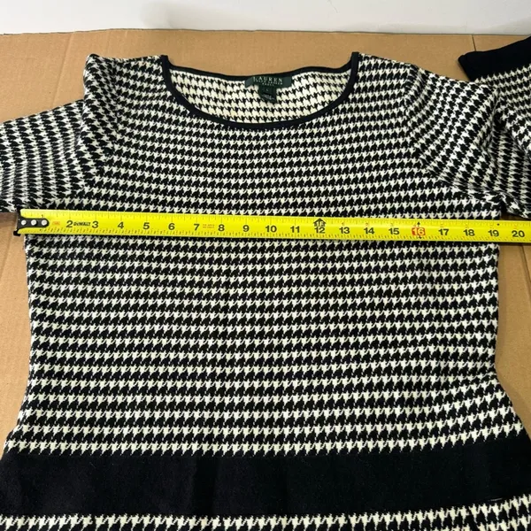 Lauren Ralph Lauren‎ Houndstooth Classic A-line Pleated Knee Length Dress Large - Image 11