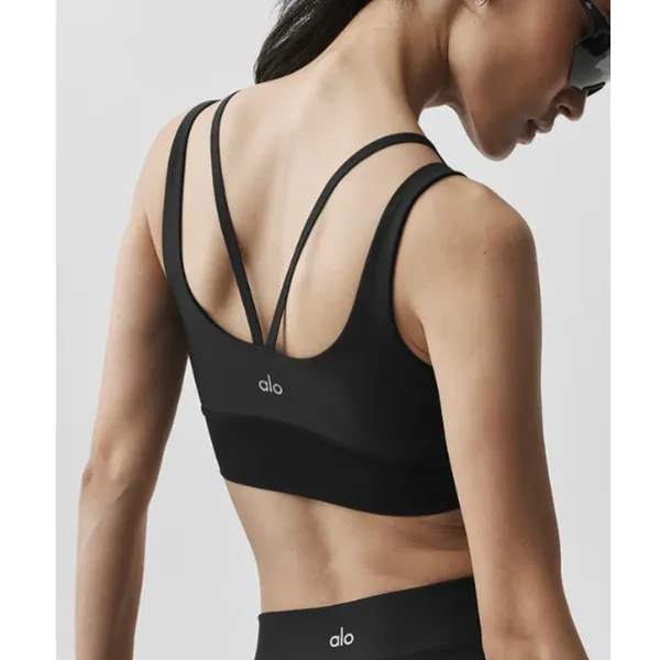 Alo Airlift Double Trouble Layered Sports Bra Black Small - Image 2