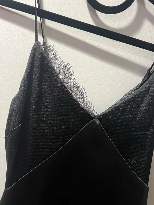 Skies Are Blue Black Lace-Trim Midi Slip Dress - Image 3