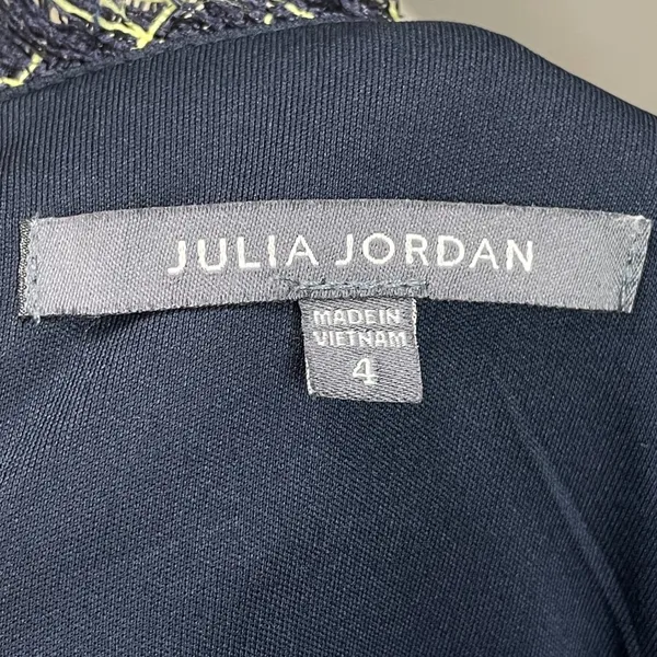 Julia Jordan Dress Shift Woven Navy Blue Decorative Buttons Sz 4 Raw‎ Edges Mini - Image 15