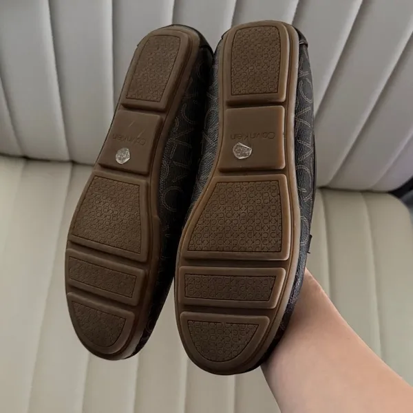Calvin Klein Monogram Black Loafers size 7 women’s slip on shoes faux leather - Image 4