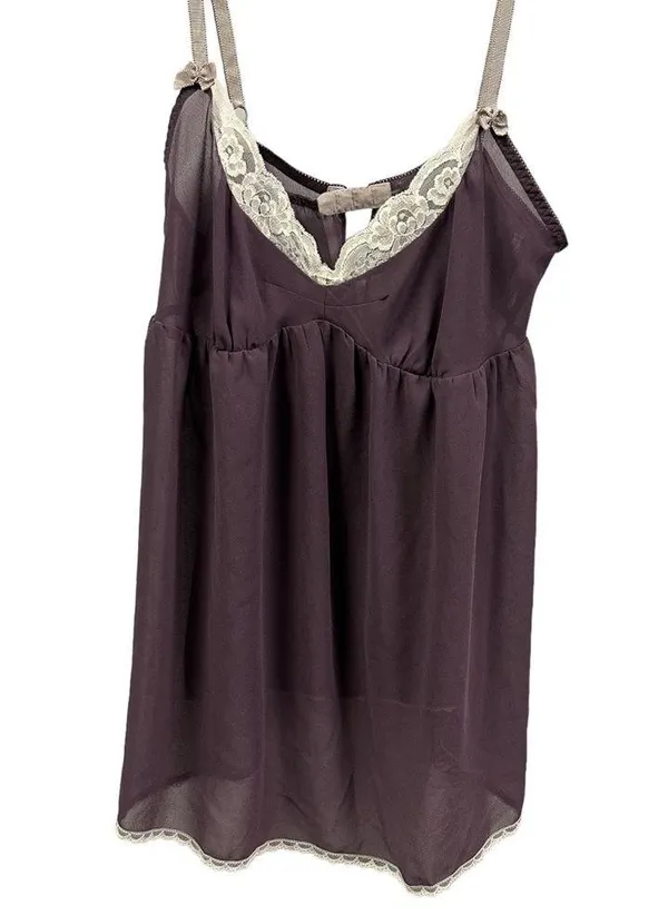 Victorias Secret Purple Lace Cami Adjustable Spaghetti Strap Negligee Top Small - Image 6