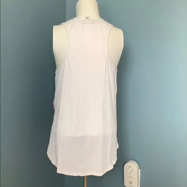 Lucky Brand White & Purple Embroidered Tank Small - Image 5