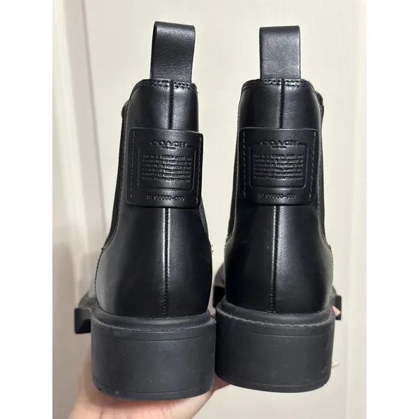 Coach Lyden Black Leather Booties Lug Sole Chelsea Ankle Boot Minimalist Utility - Image 6