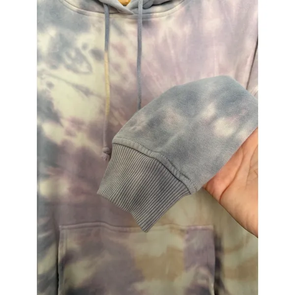American Eagle Women Tie Dye Oversized Hoodie Purple Tan Side Slit Sweatshirt XS - Image 11