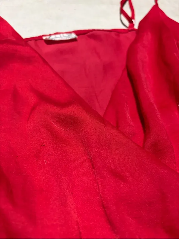 Intimately free people Red Ruffle Wrap Mini slip Dress large - Image 6