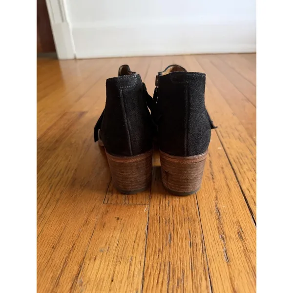 Alberto Fermani Boots Womens Size 8.5 Black Suede Ankle Zip Block Heel Booties - Image 4