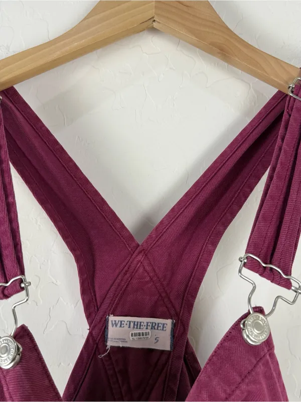Free People We The Free Ziggy Shortalls in red berry - Image 6