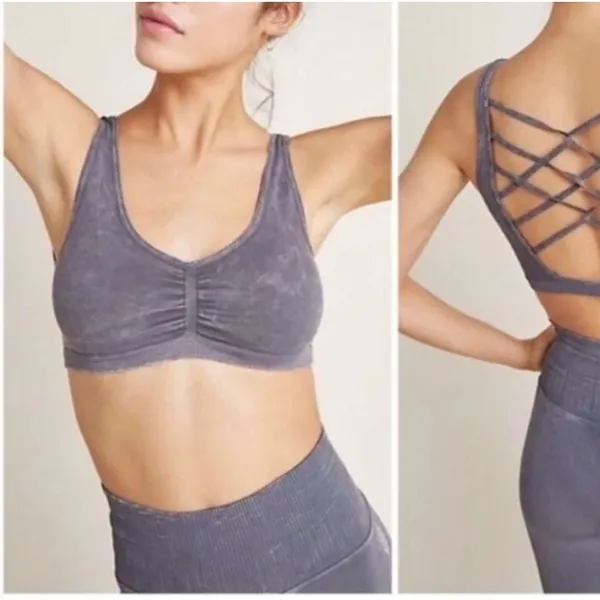 NEW Free People Criss Cross Bandeau Bralette in Stone‎ Gray - Image 2
