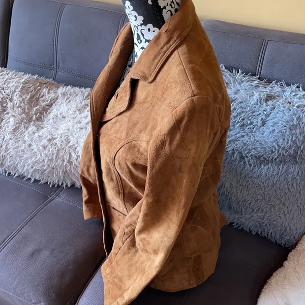 JUICY LUCY Tan/Brown Leather Suede Jacket Size M - Image 5