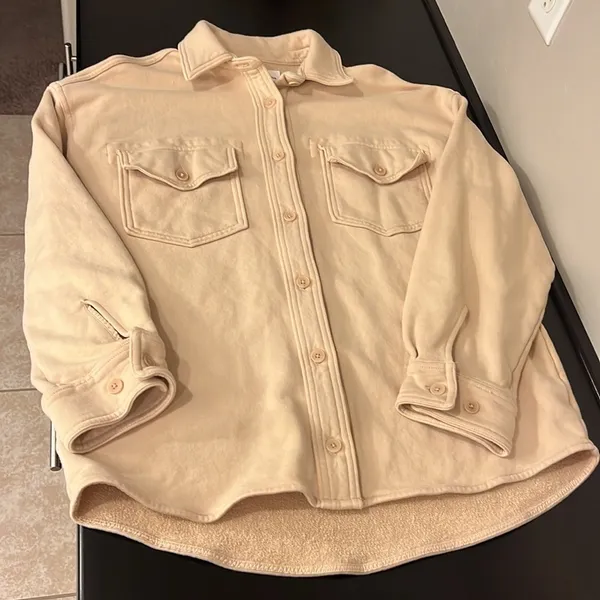 Aritzia Wilfred Free 100% Organic Cotton The Ganna Shaket, tan , oversized S - Image 12